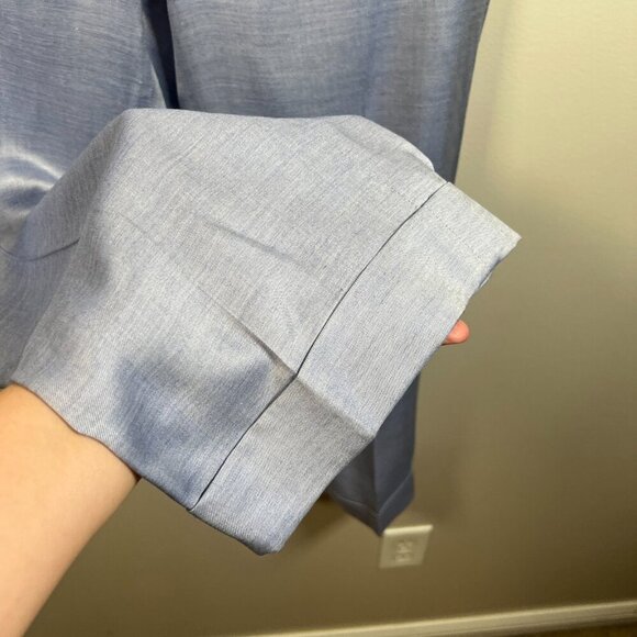 Theory Straight Cuff Pants Size 4 Sky Light Blue Work Career Business Silk Blend - Picture 9 of 12